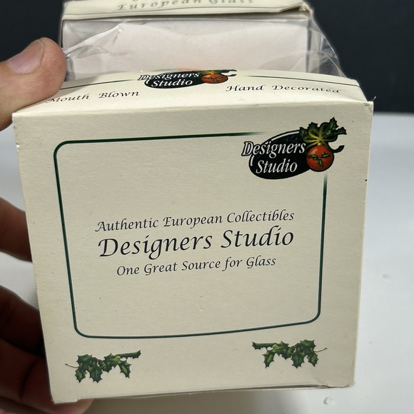 Designers Studio Handpainted Glass Ornament Flowers Scene Mouth Blown W/Box - Picture 10 of 10